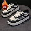 Fleece black and white panda shoes versatile ins trendy shoes 2025 autumn and winter new little white shoes heightening casual sports board shoes