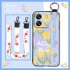Protective Anti-dust Phone Case For Blackview Wave 6C Kickstand Ring Lanyard Soft Case Phone Holder Anti-knock Flower