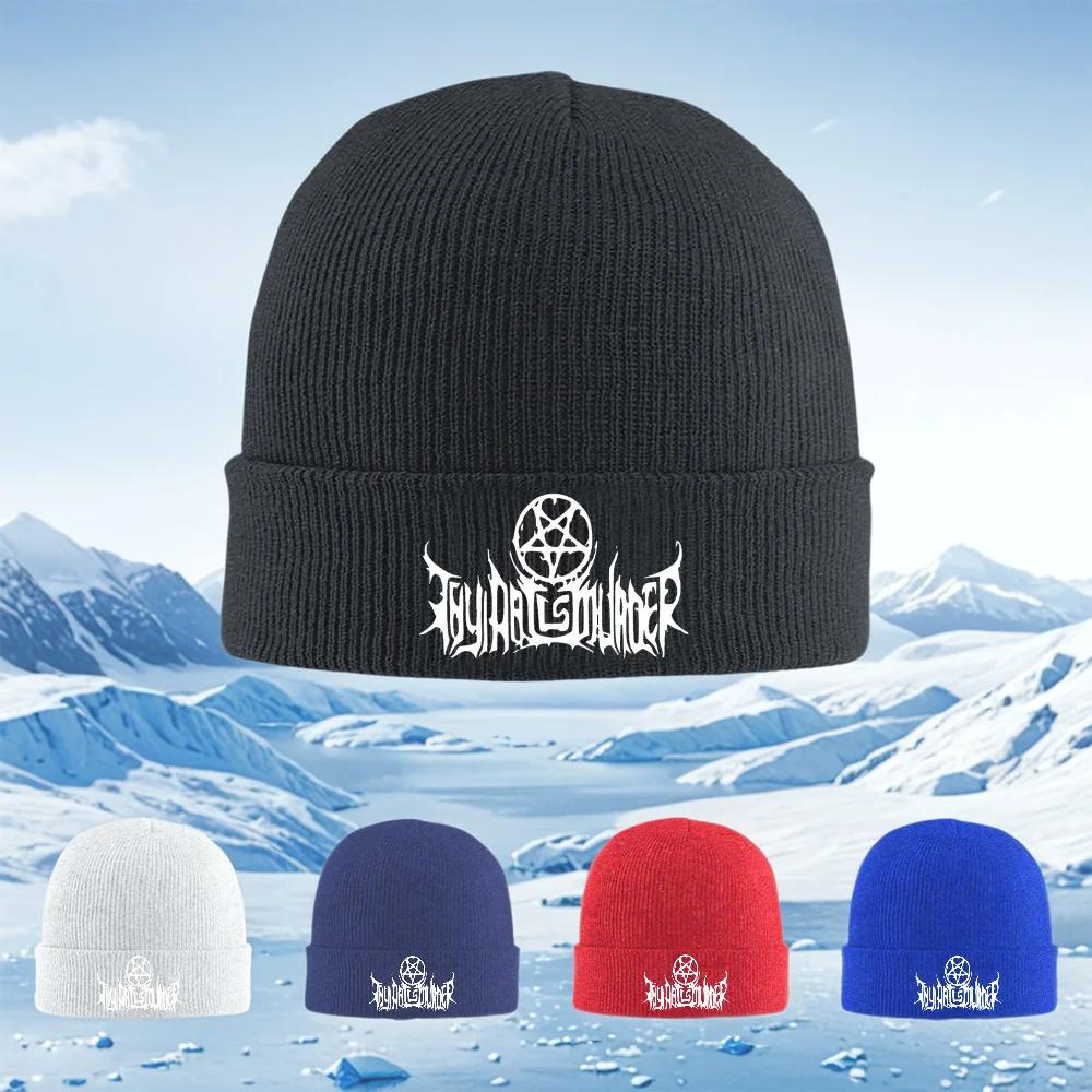 Symbolblack metal style design Knitted Hat Unisex Women Unisex Beanie Pullover Cap Winter Thermal Warm Christmas Outdoor Cycling H