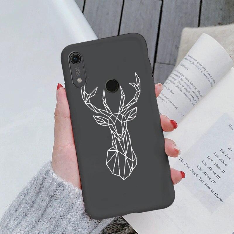 Милый мультяшный чехол для Huawei Y6 2019 с отверстием для пары, синий цветочный столик, мягкий чехол из ТПУ для Huawei Y6 2019, розовый узор, большое сердце, противоударная защитная задняя сумка