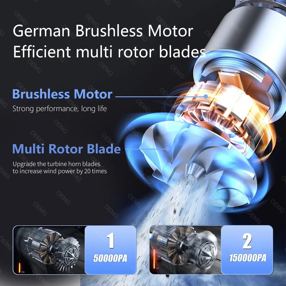 Портативный беспроводной автомобильный пылесос 150000PA, мини-ручной пылесос для бытовой техники, мощная чистящая машина, автомобильный очиститель