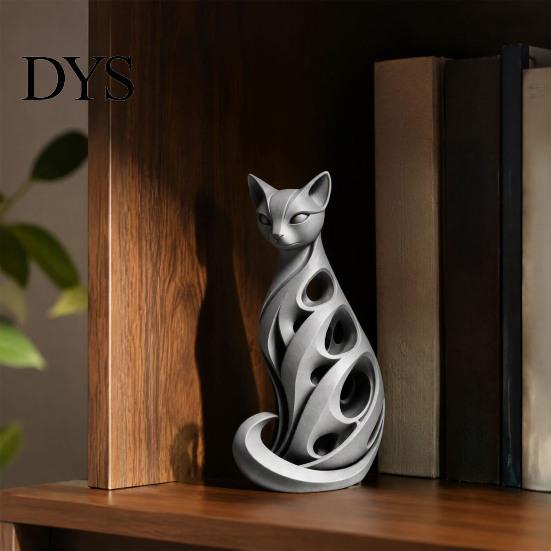 Декоративные фигурки для гостиной 3D-печатная фигурка кота-спирали, полая современная абстрактная скульптура, маленький настольный декор, полка для журнального столика, минималистичный