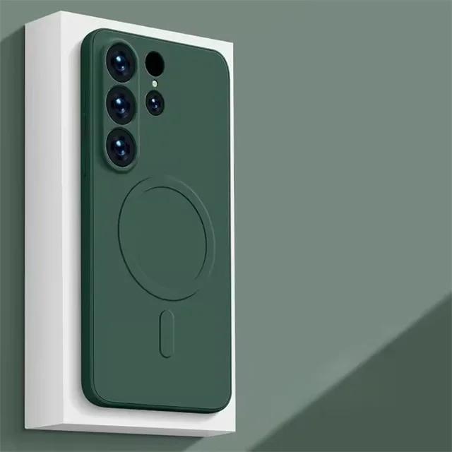 Магнитный Чехол из Жидкого Силикона для Телефона Magsafe для Samsung Galaxy S26 S25 Ultra S23 S24 FE S22 S21 Plus Ударопрочный Чехол