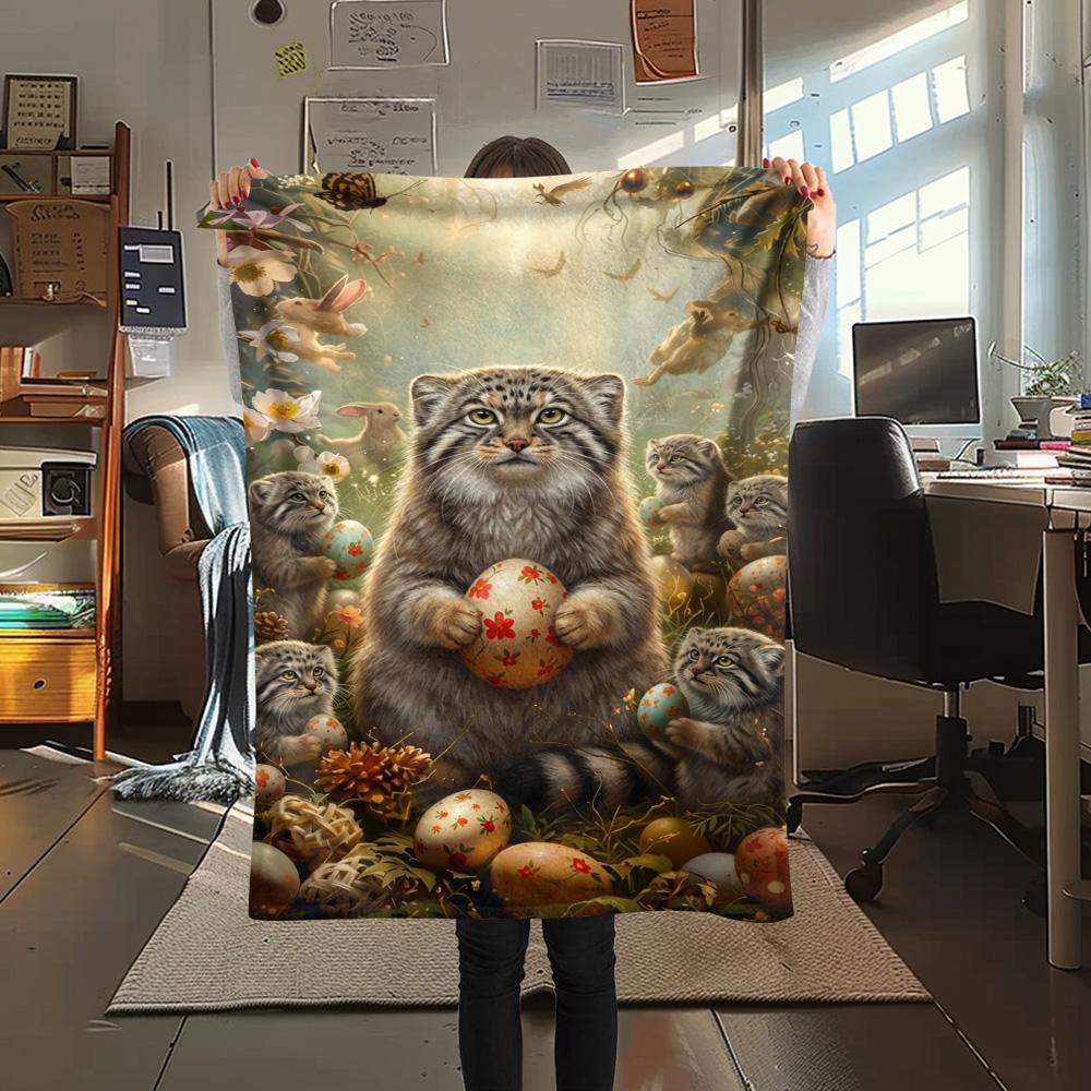 1PC Cute and heartwarming Print FlAannel Blanket, High quality Comfortable for All Seasons, Home Decor, Warmth and Comfort