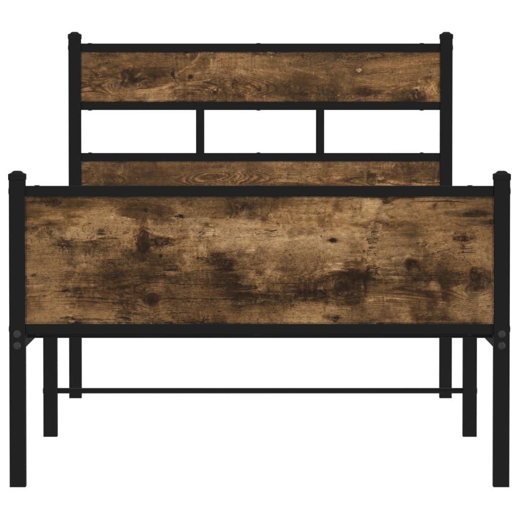 vidaXL Bettgestell ohne Matratze Räuchereiche 90x200 cm Holzwerkstoff