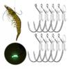 3/5/10/20Pcs Luminous Live Shrimp Fixing Hook Glow-in-the-dark Fishhook with Barbed Offset Freshwater Saltwater Catfish Bass Fishing Hook Fishing
