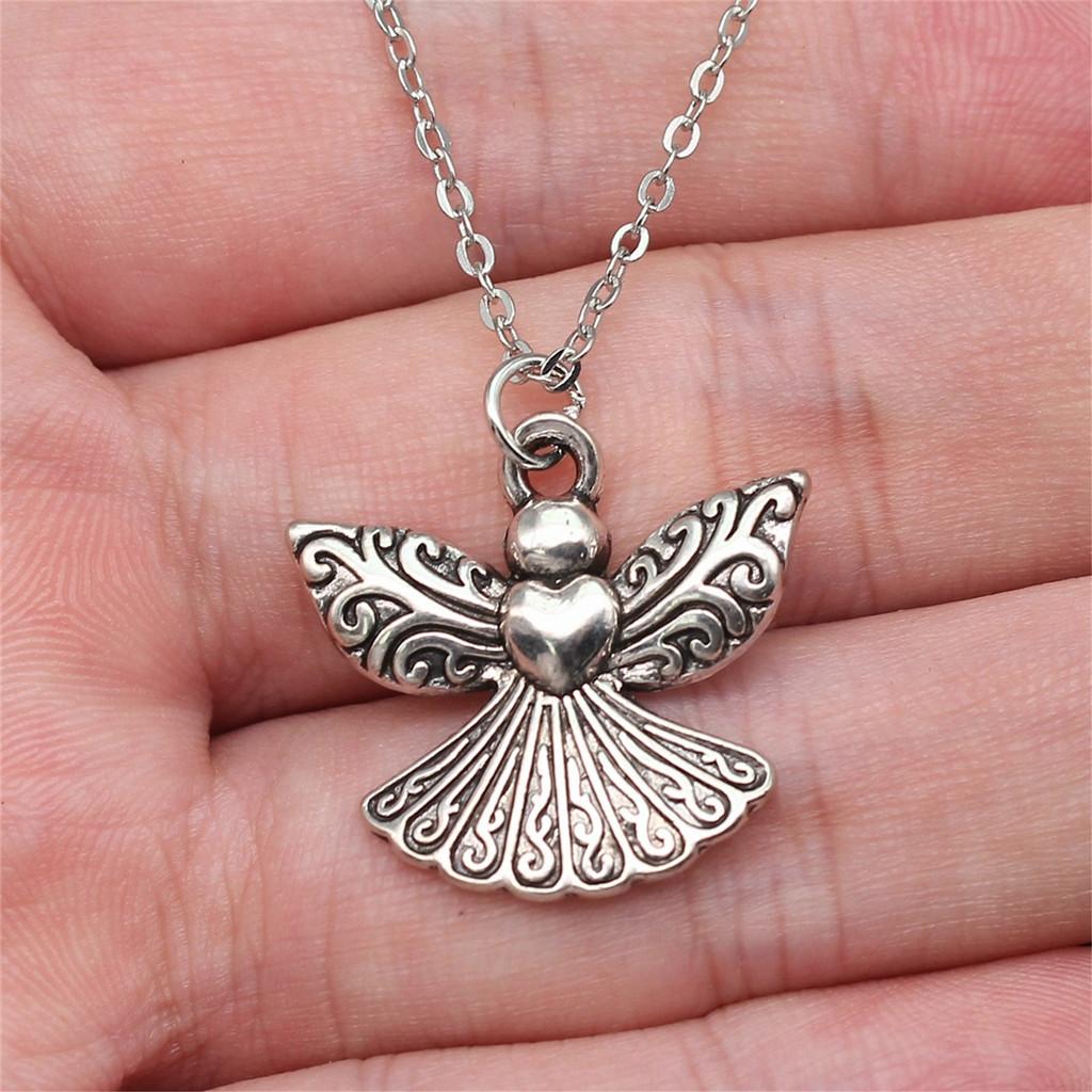 Ожерелье с крыльями ангела в форме персикового сердца, 40 см, короткая цепочка, украшения для девочек, День отца, кавайные материалы