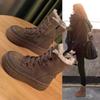 Height-increasing Snow Boots, Women's Retro Fleece Ankle Boots, Waterproof and Anti-slip Cotton Shoes