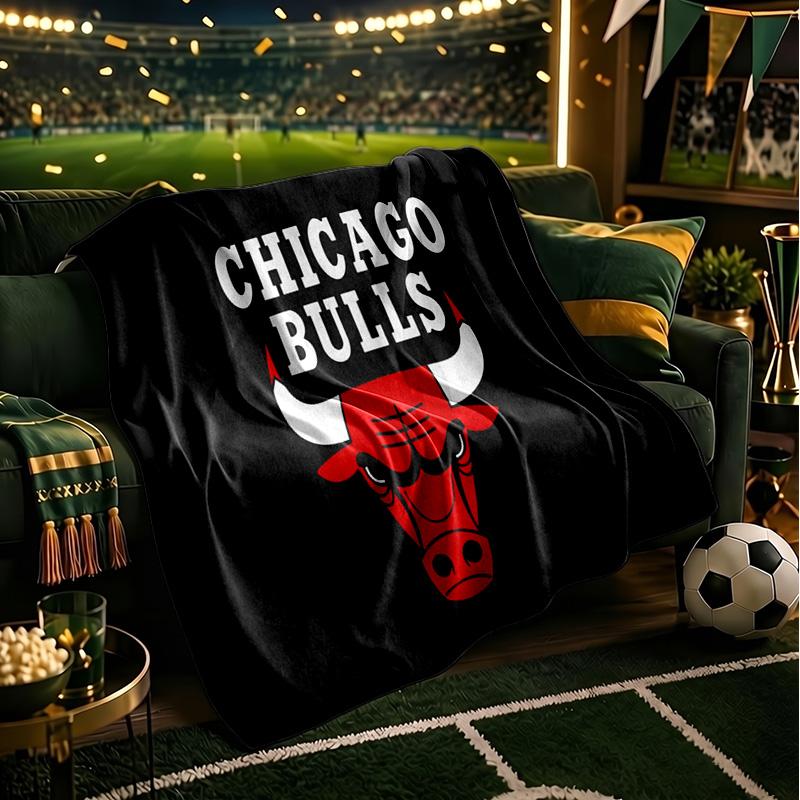 Chicago-Bulls Logo Throws Blanket Flannel Blankets Plush for Couch Bed Gifts for Men Women Travel picnic blanket Christmas fan gifts