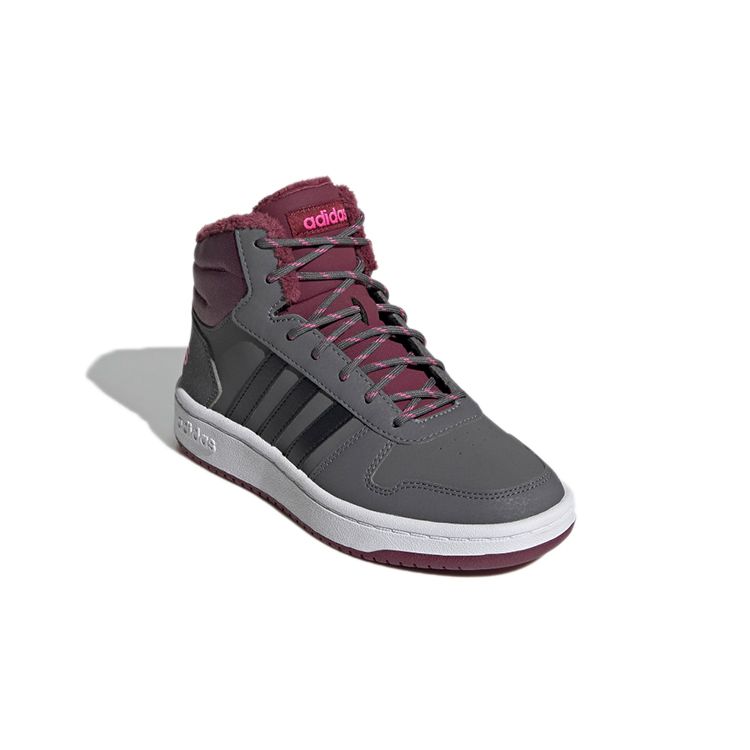 Adidas Neo Hoops 2.0 Comfortable Versatile Durable Mid-Top Kids Basketball Shoes Kids Sneakers Cool-Grey GZ7796