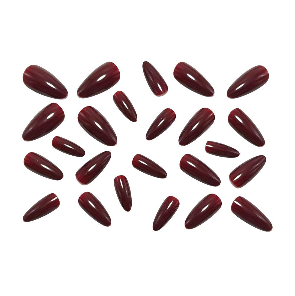 Наклейки для ногтей "Капля вишни и миндаля" - 24 однотонных накладных ногтя