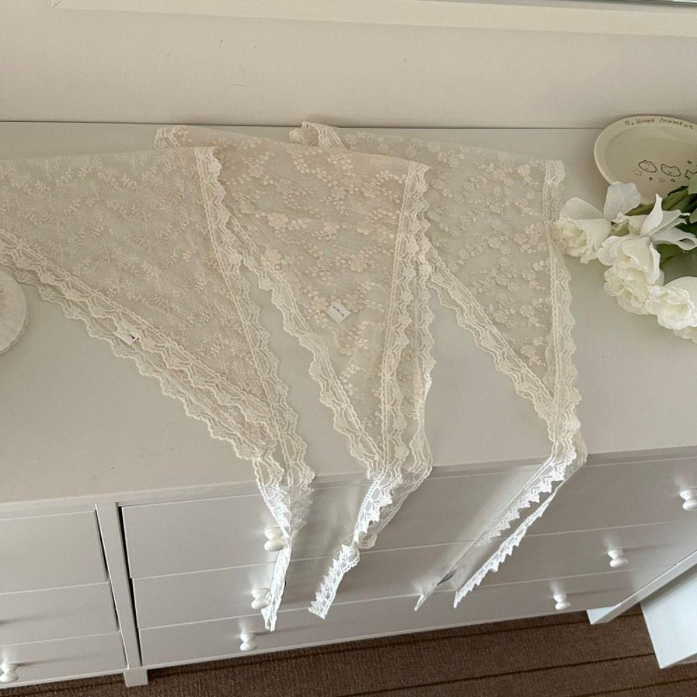 Floral Printed Lace Triangle Scarf Embroidered Embroidered Flower Scarves Butt Curtain  Party