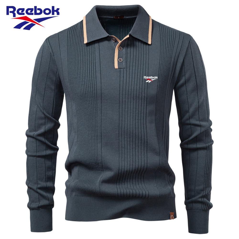 Reebok Осень-Зима 2026 Новый Жаккардовый Свитер с Вышивкой для Женщин Женский Пуловер Однотонный V-образный Вырез Вязаный Свитер Женский