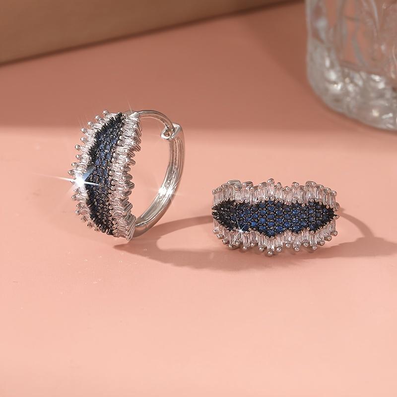 Блестящие квадратные серьги-кольца с кубическим цирконием, обернутые синим цирконием, женские, благородные и элегантные, для помолвки и свадебной вечеринки