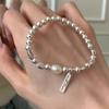 Women's Silver Baroque Pearl Minimalist Bead Bracelet