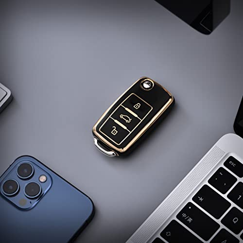 Чехол для ключа Volkswagen OATSBASF, чехол для ключа VW, высококачественный ТПУ, предотвращает попадание грязи, скольжение и появление царапин, подходит для Golf 4, 5, 6, Polo, Passat, B5, B6,