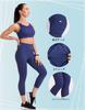 Raypose Йога Спорт Высокие Женские Брюки, Леггинсы, Длина 3/4, Талия, Фитнес, Тренировки, Бег, Спортзал, Дышащие, Влагоотводящие, Быстросохнущие, Синий-S