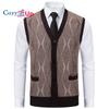 Cozy Up Men's Sweater Vest Cardigan Button Front Knitwear Contrast Color Argyle Sweater Vest