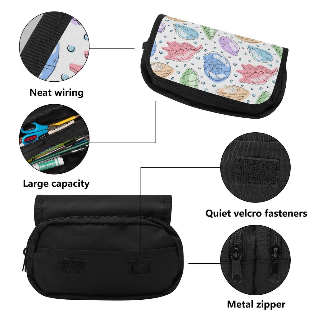 Pen Case Large Capacity Double Zipper 300D Polyester with Two Spacious Sections for Pens Stationery and Earphones for Boys Girls