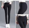 Women's 2022 Black Thin Korean Woven Skinny Pencil Leggings with Four Pockets
