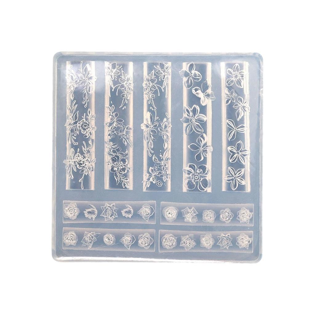Многоразовая силиконовая форма для нейл-арта для 3D-дизайнов с узорами бабочки, цветка и луны, портативная для акриловых материалов для рукоделия