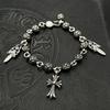 New Retro Cross Flower Ball Bracelet With Sword Sword Cross Shelf Pendant Hip -Hop Personality Domineering Hand Decoration