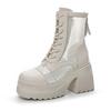 10cm Leather Thick Soled Mesh Boots for Women, New Hollowed Out Martin Boots. Small Stature Makes You Look Taller and Slimmer, Martin Boots