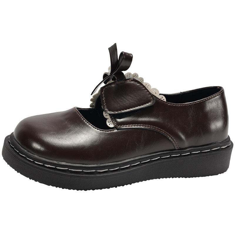 Туфли на платформе в стиле ретро с юбкой, кожаные туфли женские, новинка 2025 года, весна-осень, туфли Мэри Джейн с бантом и мелким горлом
