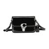 New Studio Lacquered Finish Cow Leather Shoulder Bag, Crossbody Bag Mini Women's Black CE762-LHBLK