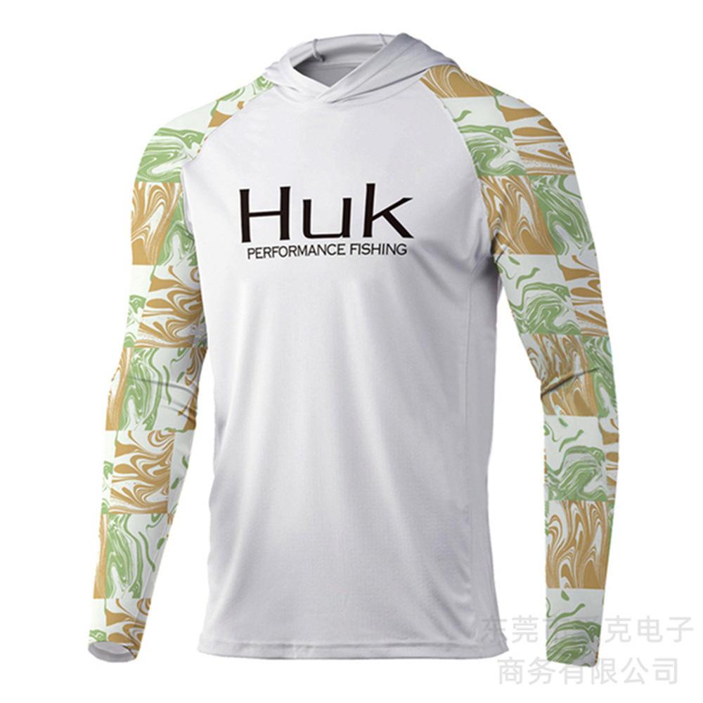 Hooded fishing suit, summer quick-dry long-sleeve men's T-shirt, outdoor sportswear, sun-protection shirt, lure fishing suit, breathable