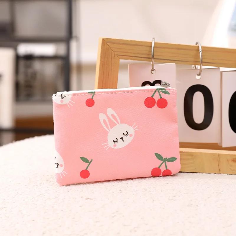 Маленький карманный мини-кошелек с цветочным принтом, небольшой свежий хлопковый цветочный мультяшный тканевый мешочек для карточек, женский студенческий кейс для хранения монет