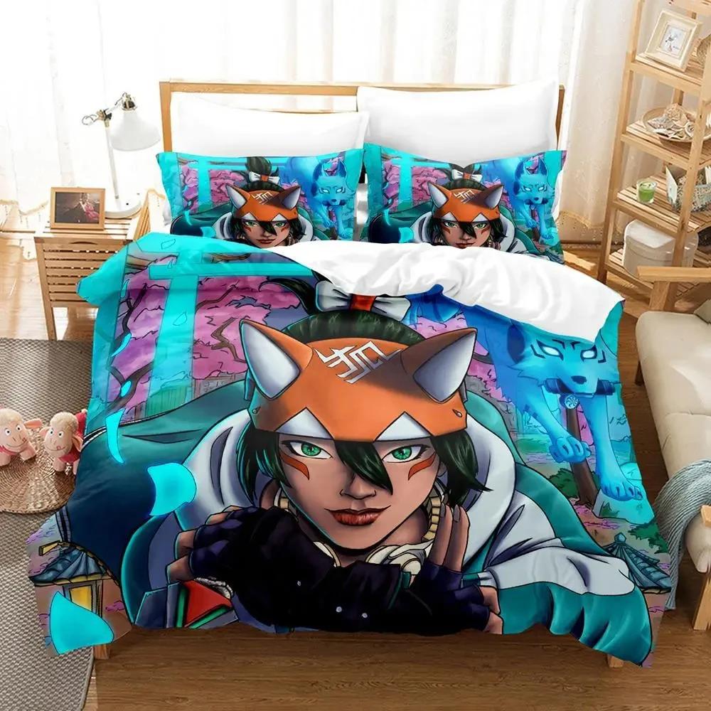 Комплект постельного белья Game Overwatch Kiriko Heads для мальчиков и девочек Twin Queen Size Пододеяльник Наволочка Кровать Дети Взрослые Домашний текстиль