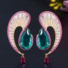 Волна Капля Воды Игла Большие Серьги Неправильные Изогнутые Линии Циркон Изумрудного Цвета Цирконий Серьги с Кисточками