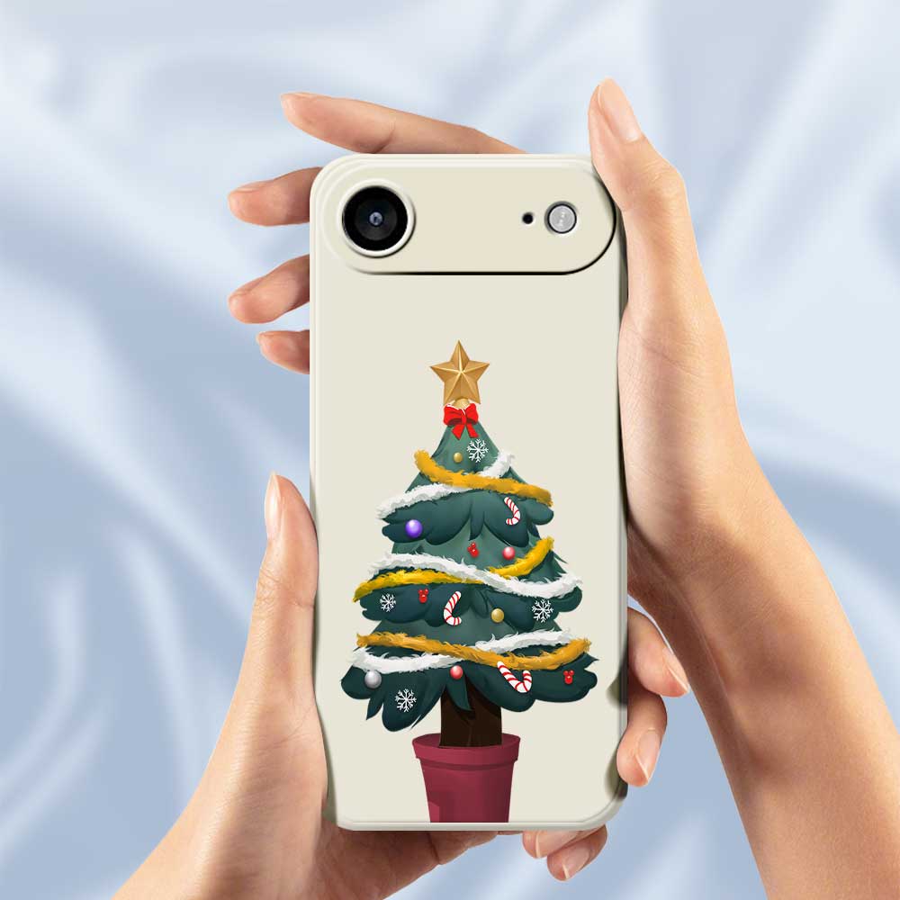 For iPhone 17 Air Case Christmas Tree Potted Plants Pattern Printing Straight Edge TPU Phone Back Cover