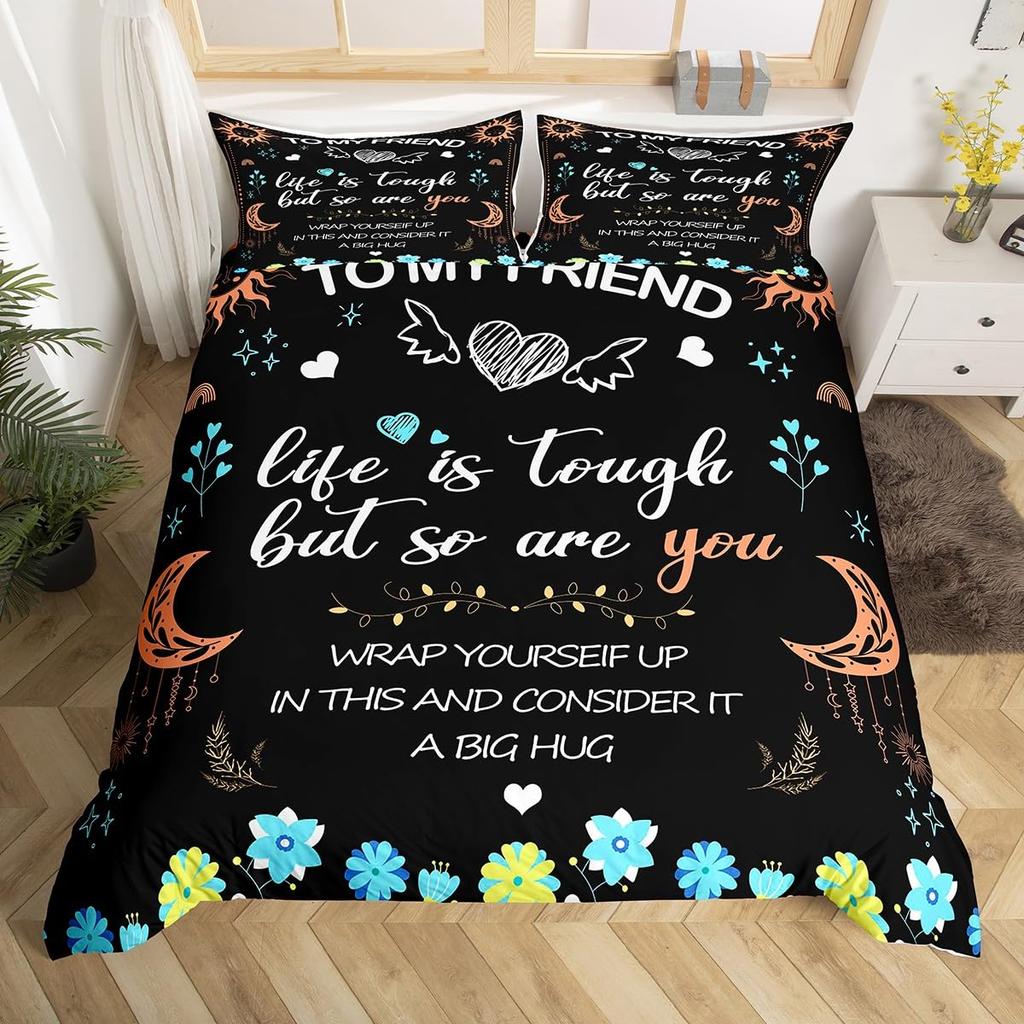 Cute Love Hug Duvet Cover Set Single King for Kids Adults Cute Sun Moon Cloud Bedding Set Lovely Heart Pattern Beige Quilt Cover