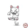 Charm Plata De Ley 925 Suitable Bracelet 925 Sterling Silver Kitten Galaxy Series Beaded Women's Diy Jewelry