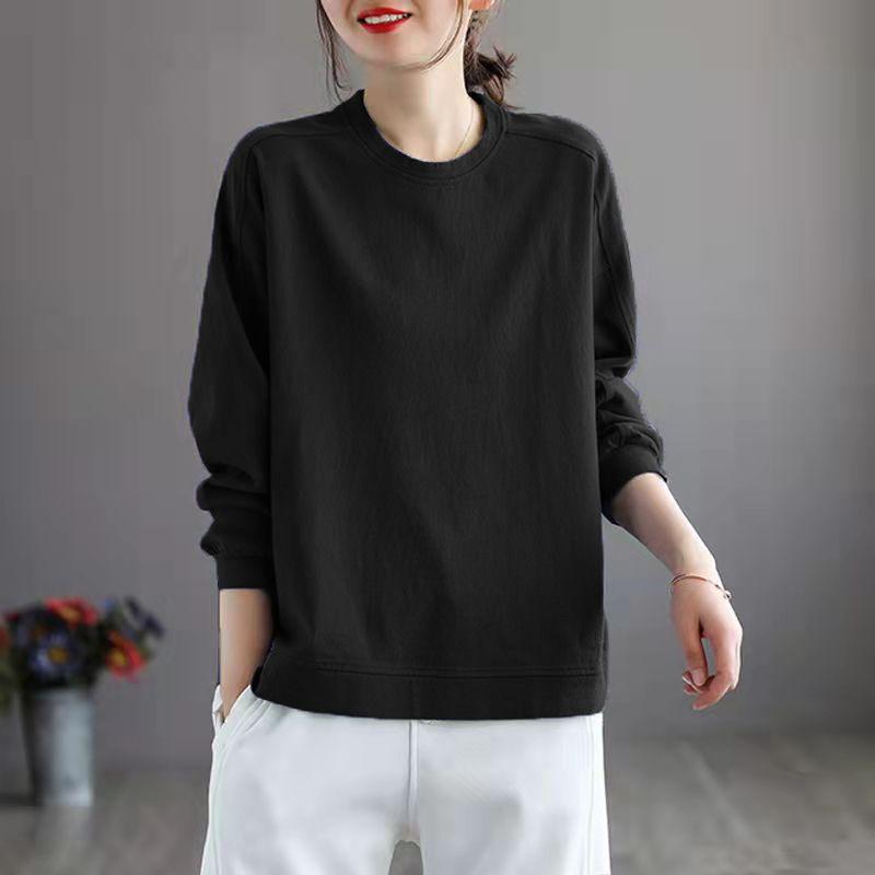 Женская толстовка-свитер весна-осень корейская версия универсальный топ длинный рукав свободная утягивающая футболка