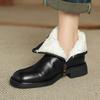 Обувь из коровьей кожи Осень Зима Средний каблук Размер 43 Размер 42 Круглый носок Молния Ретро Мех Сохраняют тепло Ботильоны