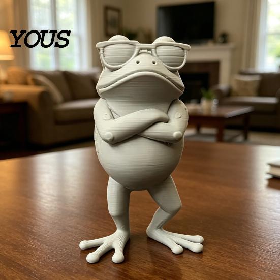 Статуэтка лягушки со скрещенными руками, 3D-печатная фигурка, Мини-украшение для рабочего стола, Симулированная модель, Коллекционная фигурка Цундере с руками, стоящая на столе,