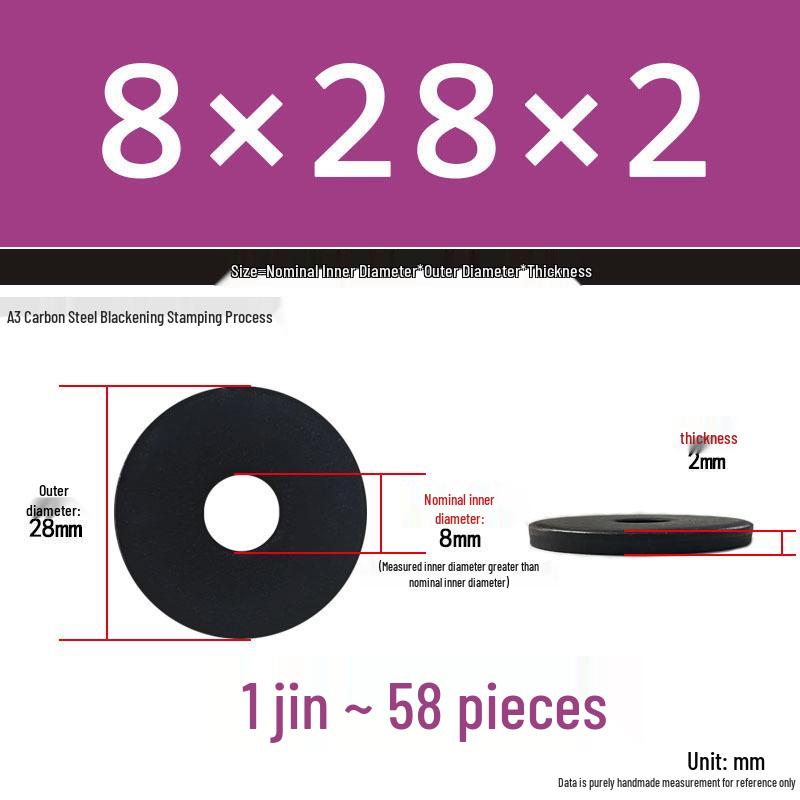 Black Oversized Thickened Round Metal Flat Washer Spacer for Home Use