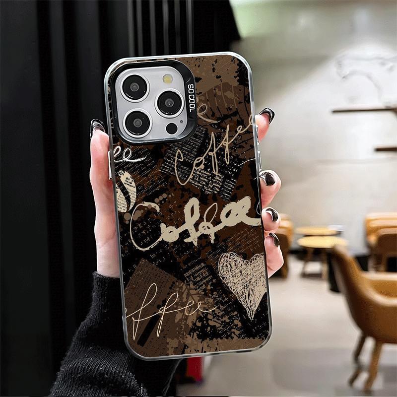 Черный Кофе Модный Стиль Ударопрочный Чехол для Телефона для iPhone 17 Air 16 16E 15 Pro Max 14 Plus 13 Mini 12 Задняя Крышка Противоударный Веселый