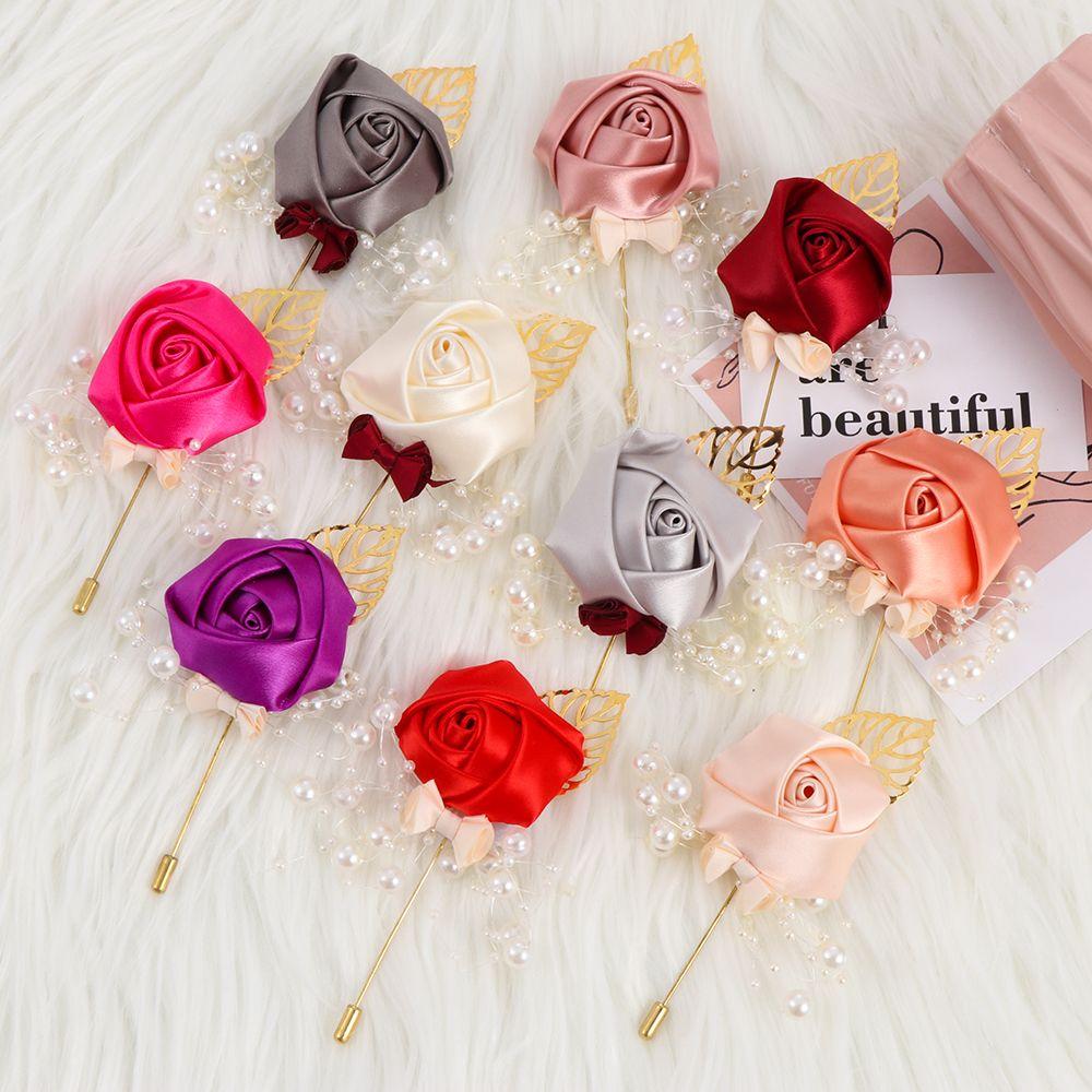 Women Men Charm Gift Fashion Accessories Rose Flower Corsage Bride Groom Brooch Wedding Boutonniere
