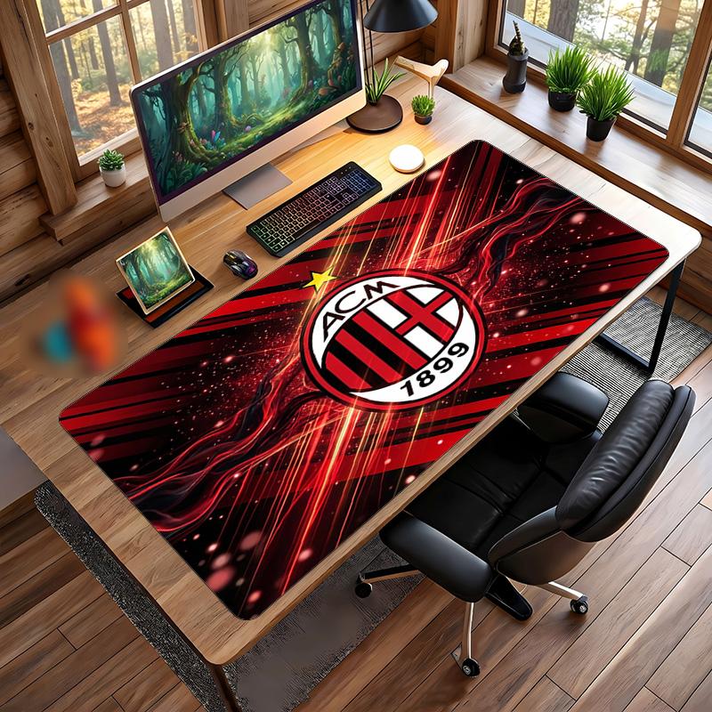 Большой коврик для мыши с принтом AC Milan, нескользящий мягкий резиновый игровой коврик для стола, декор для офисного ноутбука компьютера