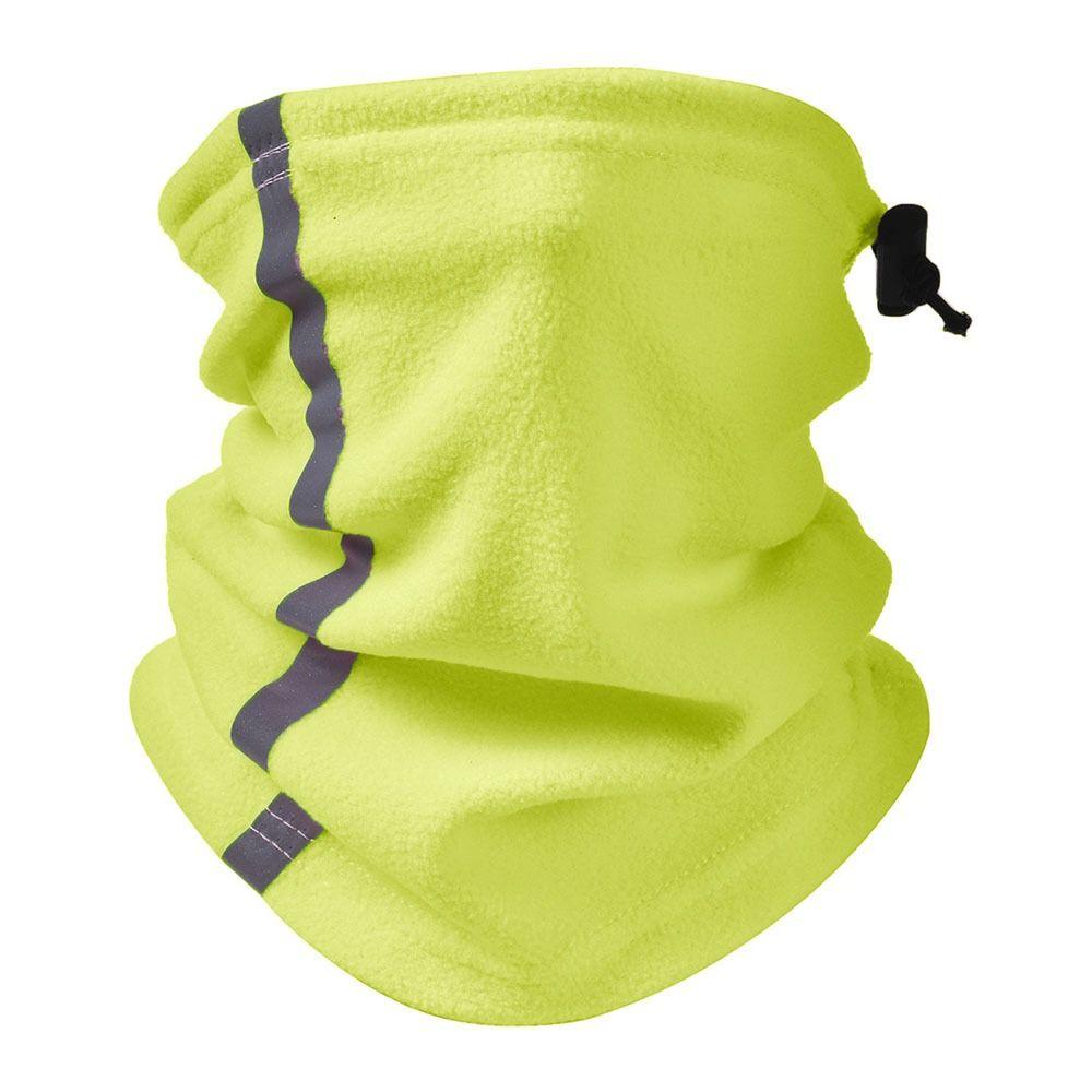 Reflective Strip Fleece Neck Gaiter Adjustable Drawstring Winter Face Mask Night Riding