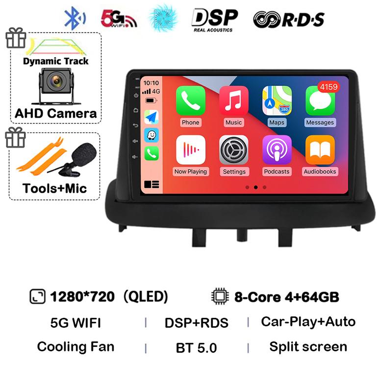 Android 14 Carplay Auto Для Renault Megane 3 Fluence Samsung SM3 2008 2009 2010 2011-2014 Автомагнитола GPS Мультимедийный плеер Стерео