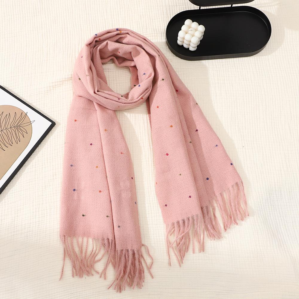 New Gypsy Scarf Student Versatile Warm Shawl Scarf Sweet Sister Color Point Fringed Scarf