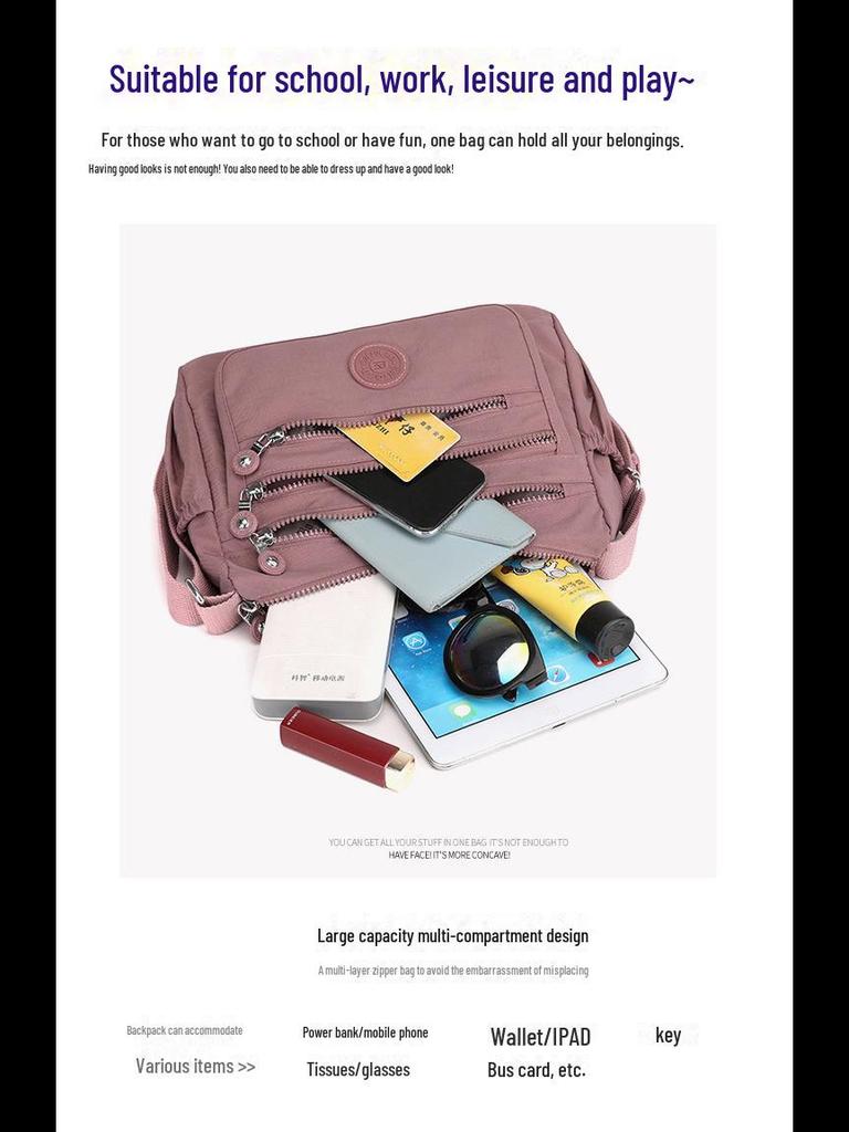 Легкая водоотталкивающая нейлоновая женская сумка-мессенджер - большая вместимость для походов за покупками и поездок на работу на открытом воздухе