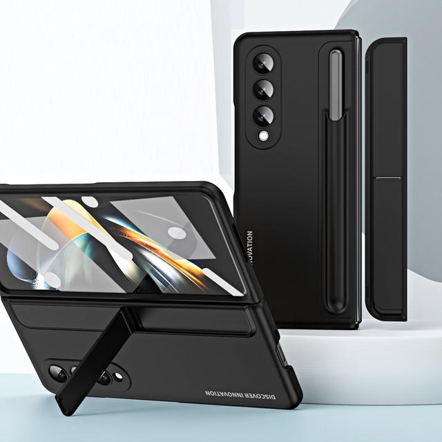 Для Samsung Galaxy Z Fold 4 5g Жесткий чехол с подставкой, противоударный чехол для телефона с держателем для ручки, ультратонкий чехол 2022