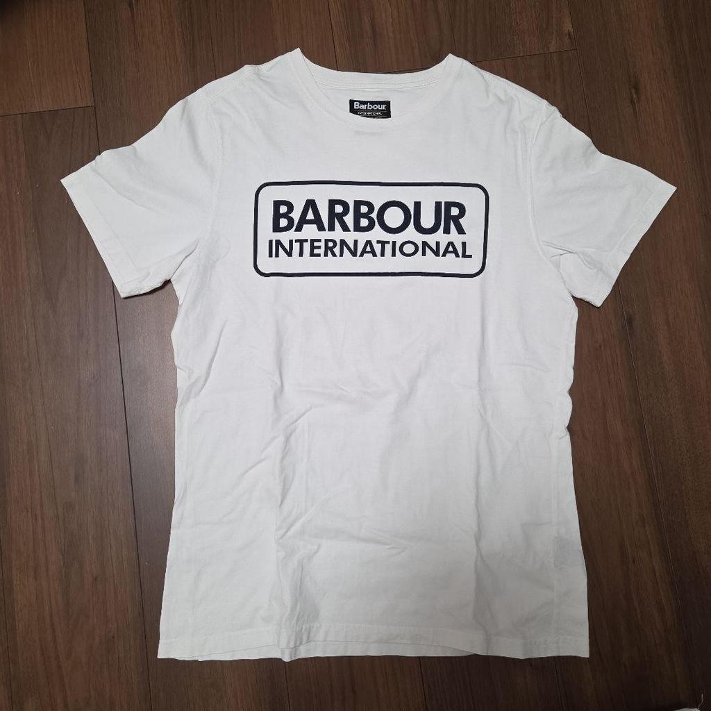 Белая футболка Barbour International M Приталенный крой Повседневный топ Унисекс