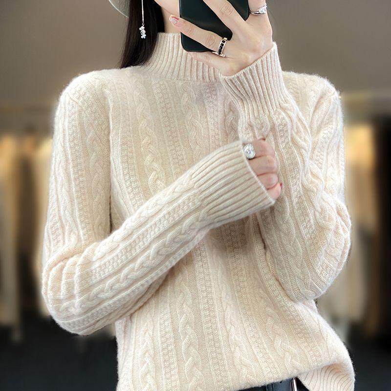 Вязаный свитер Cable Twist Turtle Neck, элегантный свитер с длинными рукавами для осени и зимы, женская одежда